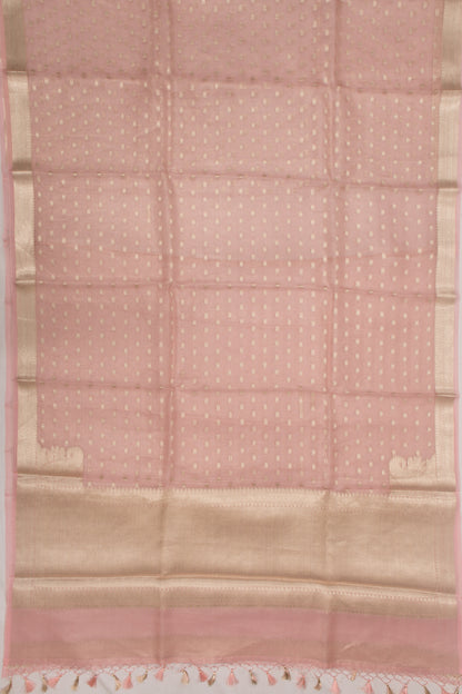 Organza Tissue Butta Baby Pink Saree