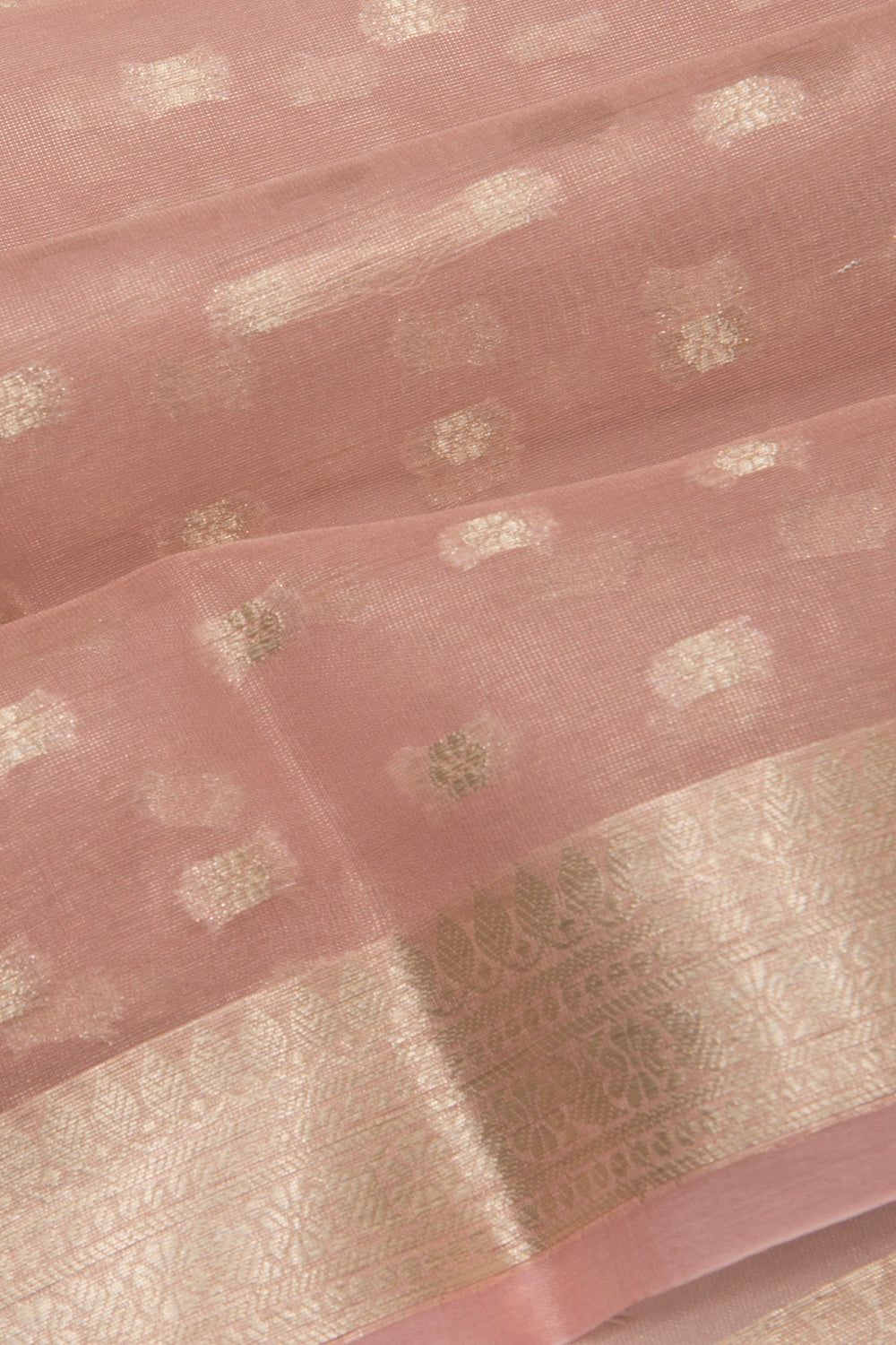 Organza Tissue Butta Baby Pink Saree