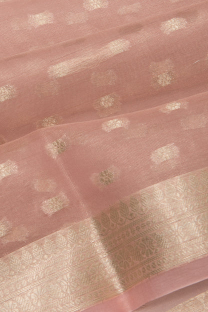 Organza Tissue Butta Baby Pink Saree