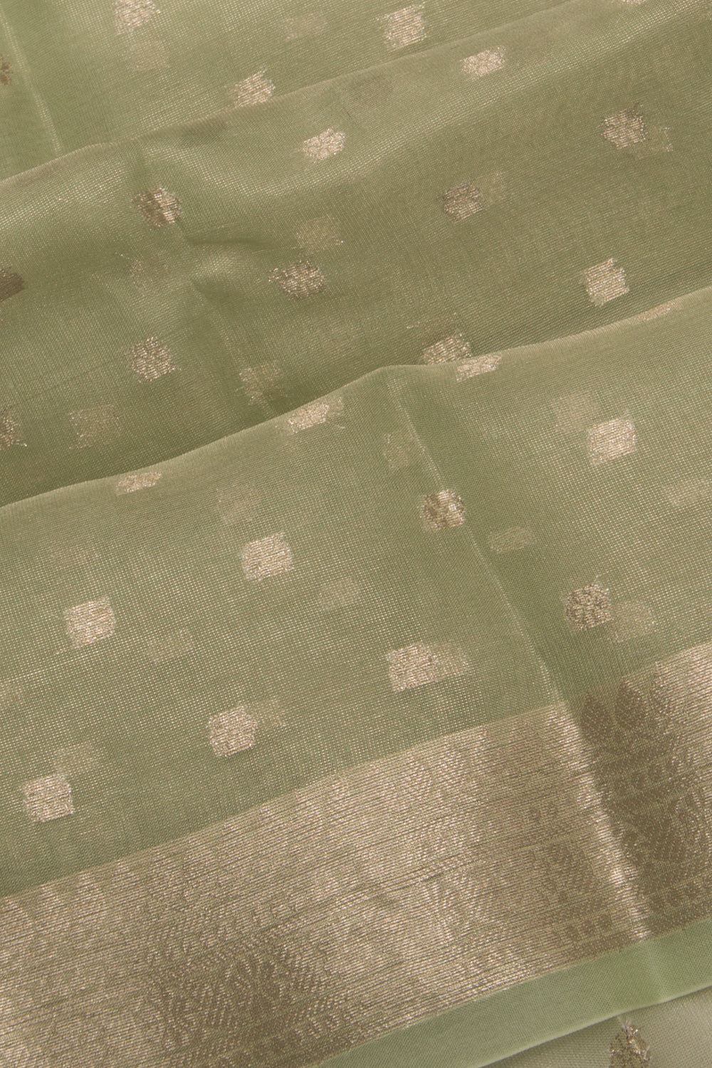 Organza Tissue Butta Pastel Green Saree