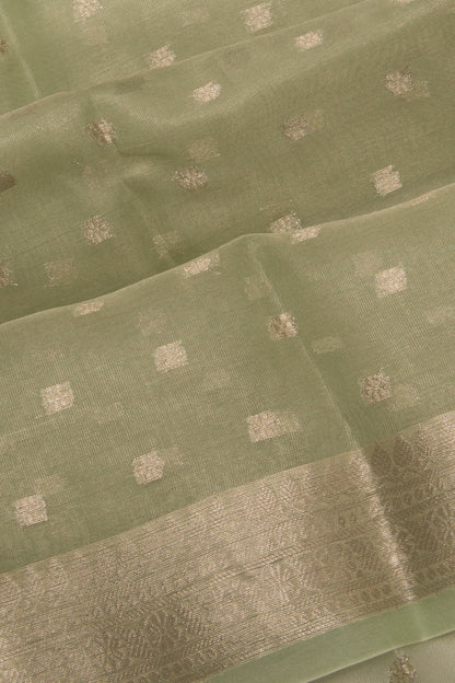 Organza Tissue Butta Pastel Green Saree