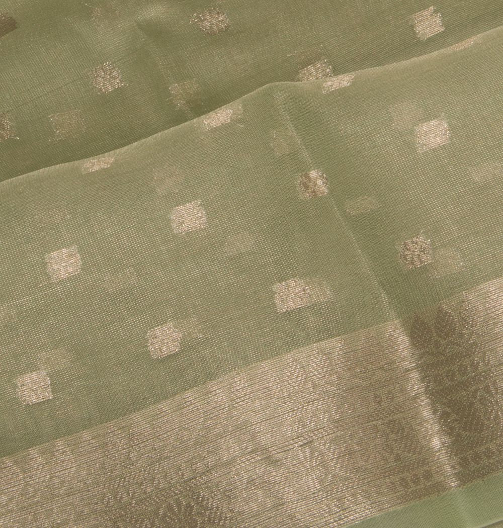 Organza Tissue Butta Pastel Green Saree