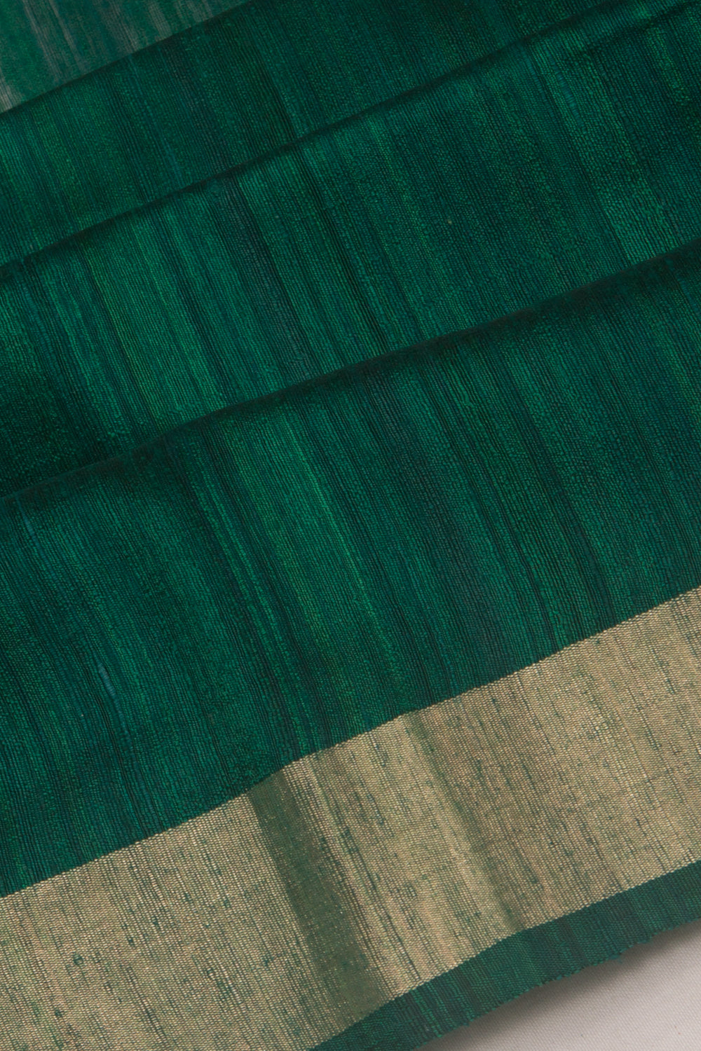 Tussar Plain Bottle Green Saree