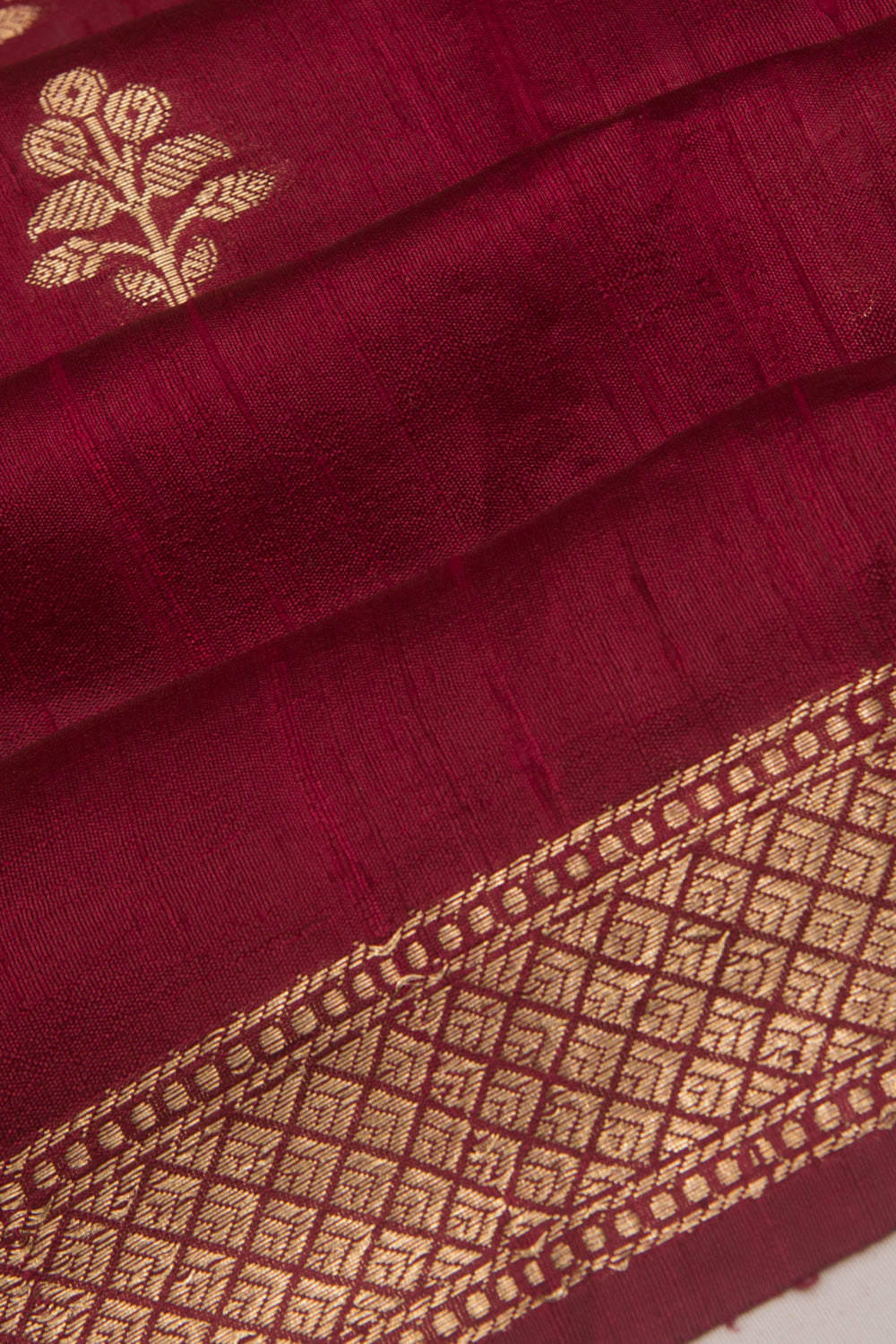Tussar Butta Burgundy Saree