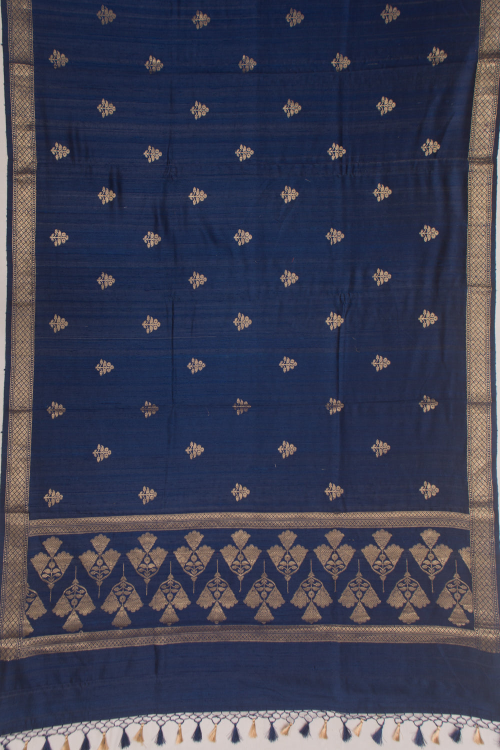 Tussar Butta Dark Blue Saree
