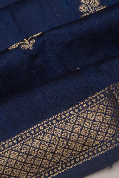 Tussar Butta Dark Blue Saree