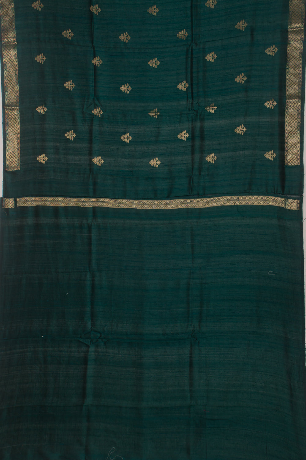 Tussar Butta Bottle Green Saree