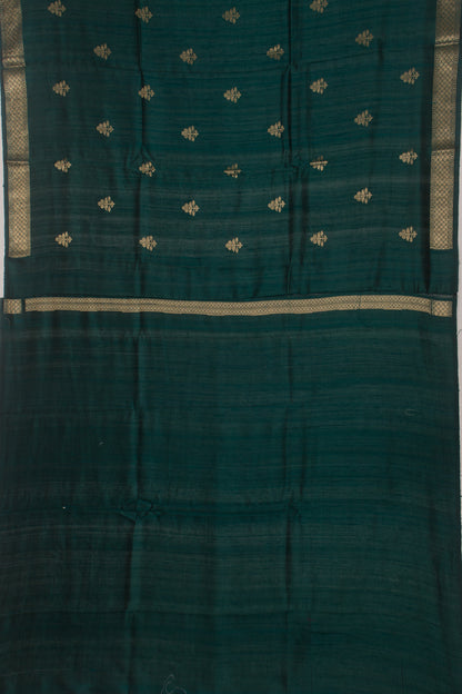 Tussar Butta Bottle Green Saree