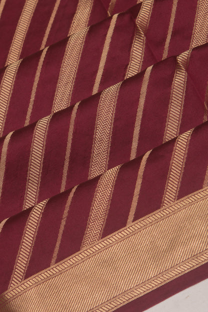 Poona Silk Diagonal Lines Maroon Saree