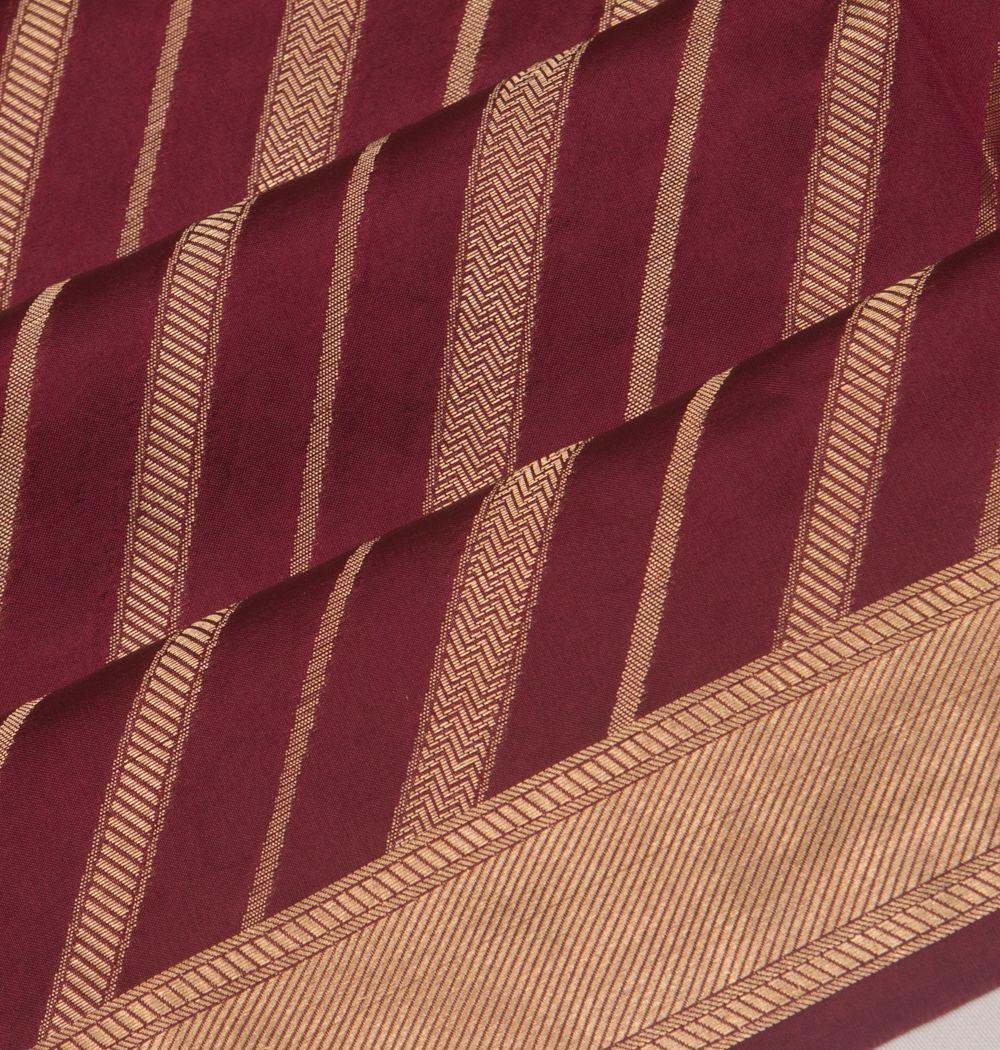 Poona Silk Diagonal Lines Maroon Saree
