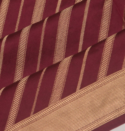 Poona Silk Diagonal Lines Maroon Saree
