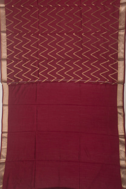 Poona Silk Zig Zag Lines Maroon Saree