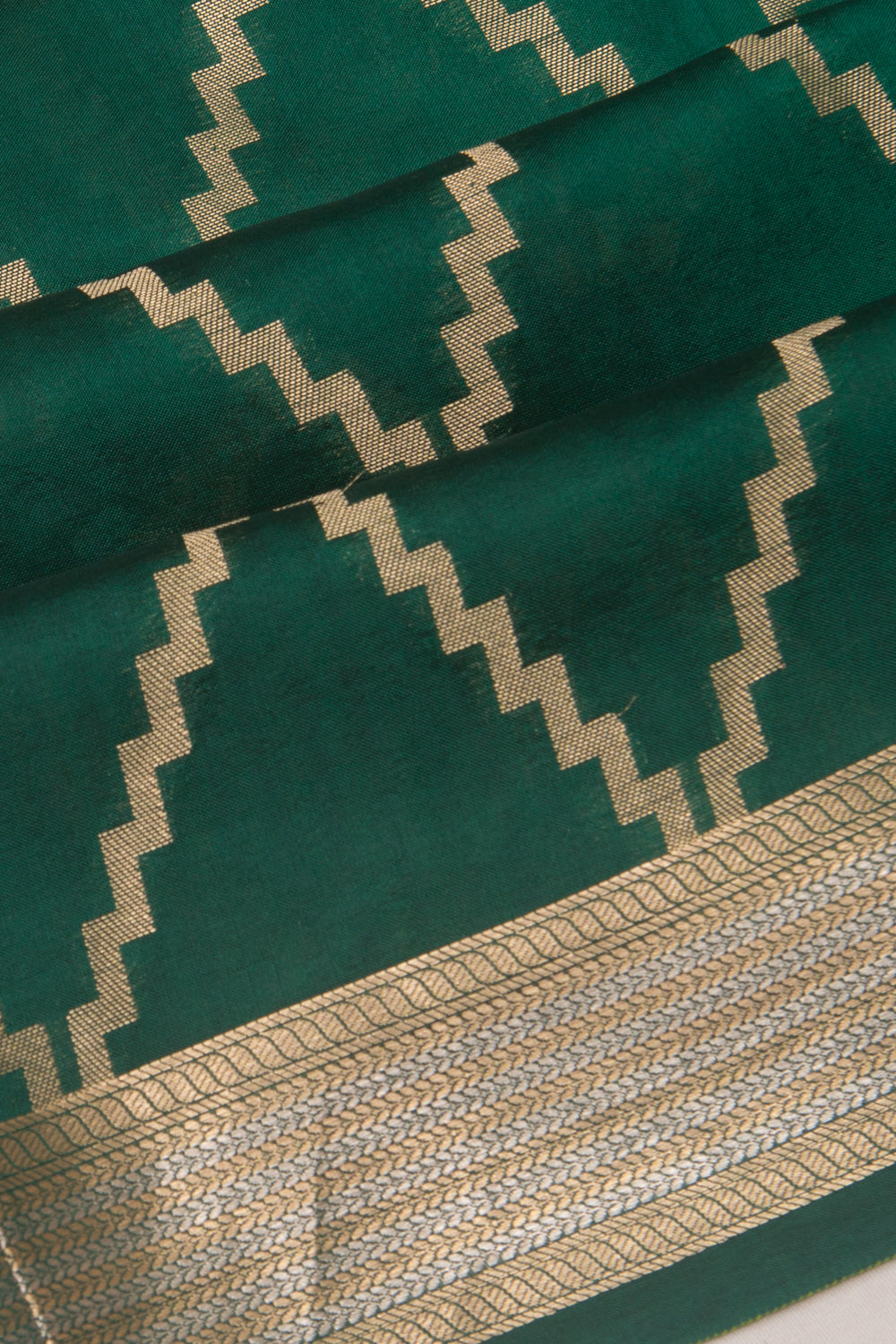 Soft Silk Lines Bottle Green Saree