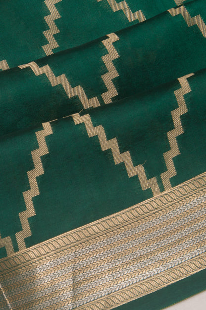 Soft Silk Lines Bottle Green Saree