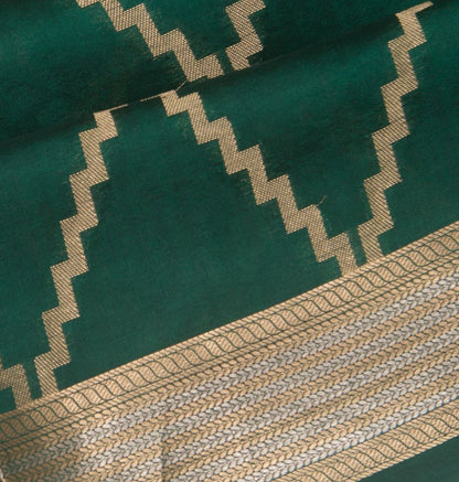 Soft Silk Lines Bottle Green Saree