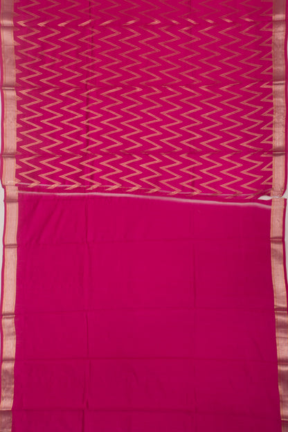 Poona Silk Zig Zag Lines pink Saree