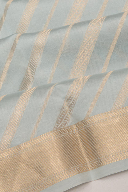 Poona Silk Diagonal Lines Grey Saree