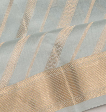 Poona Silk Diagonal Lines Grey Saree