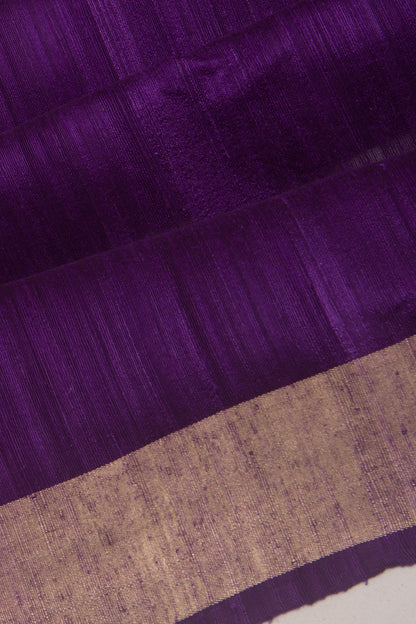 Banarasi Tussar Plain Purple Saree