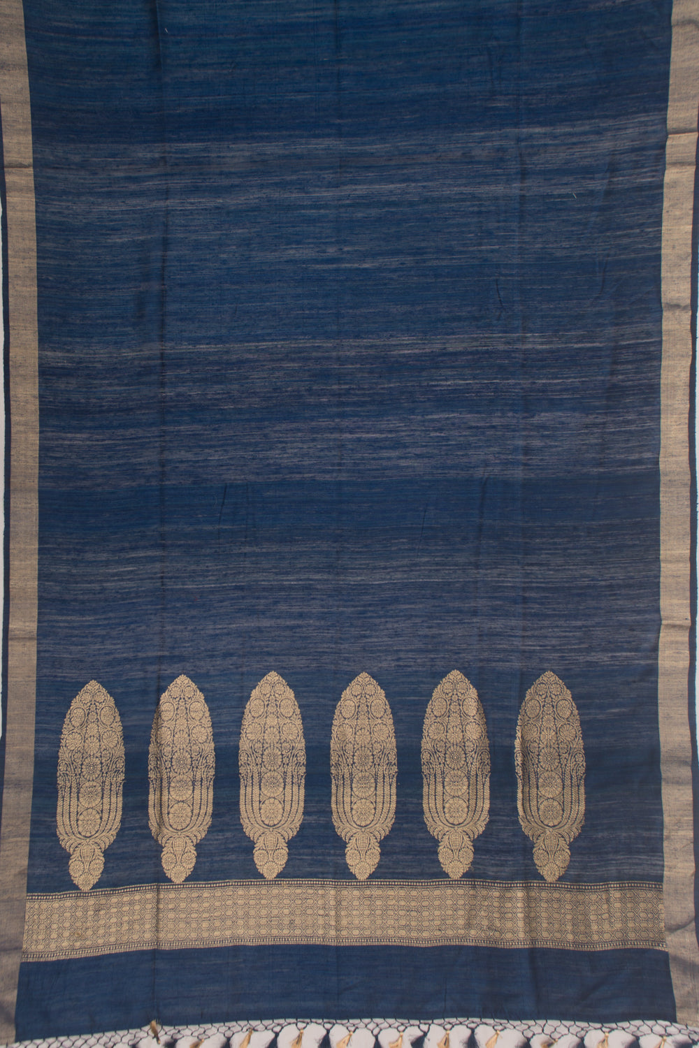 Tussar Plain Blue Saree