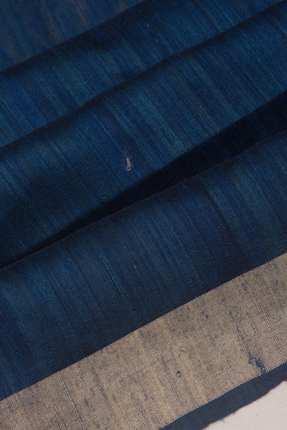 Tussar Plain Blue Saree
