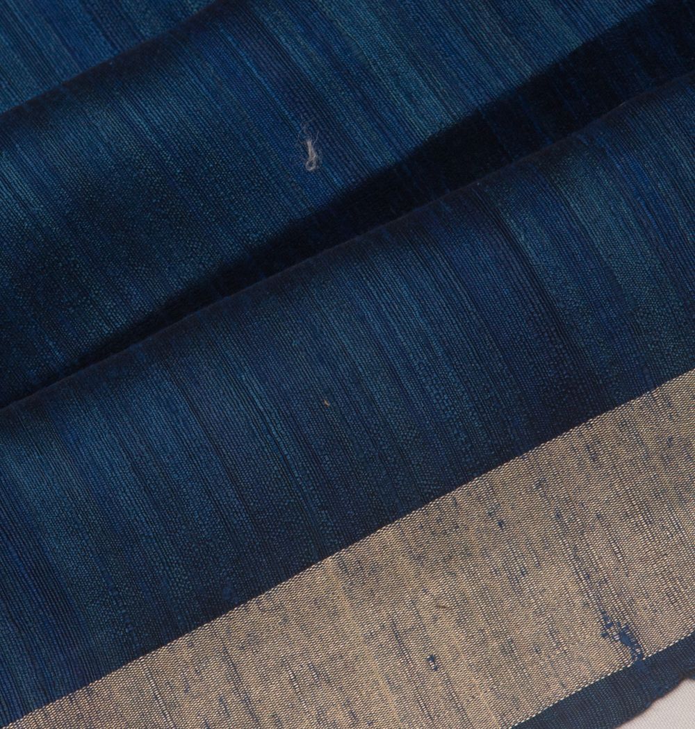 Tussar Plain Blue Saree