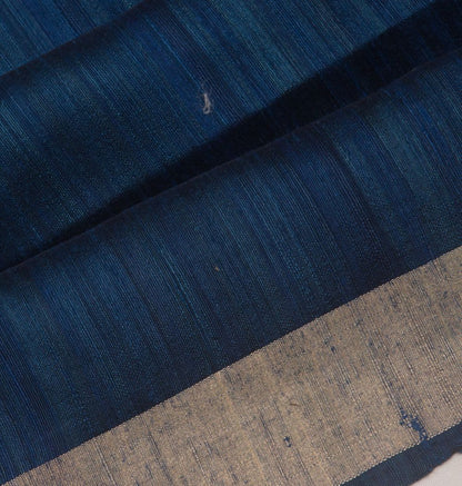 Tussar Plain Blue Saree