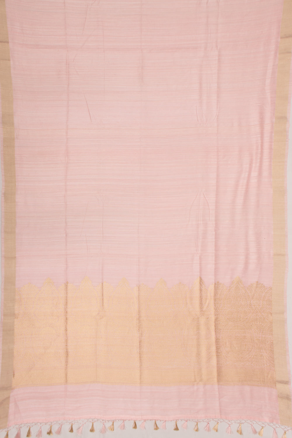 Tussar Plain Baby Pink Saree