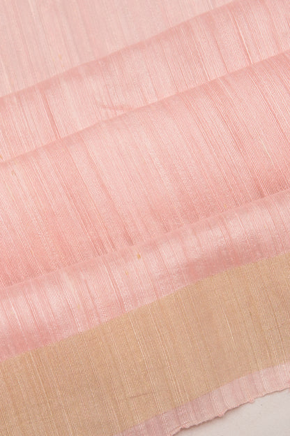 Tussar Plain Baby Pink Saree