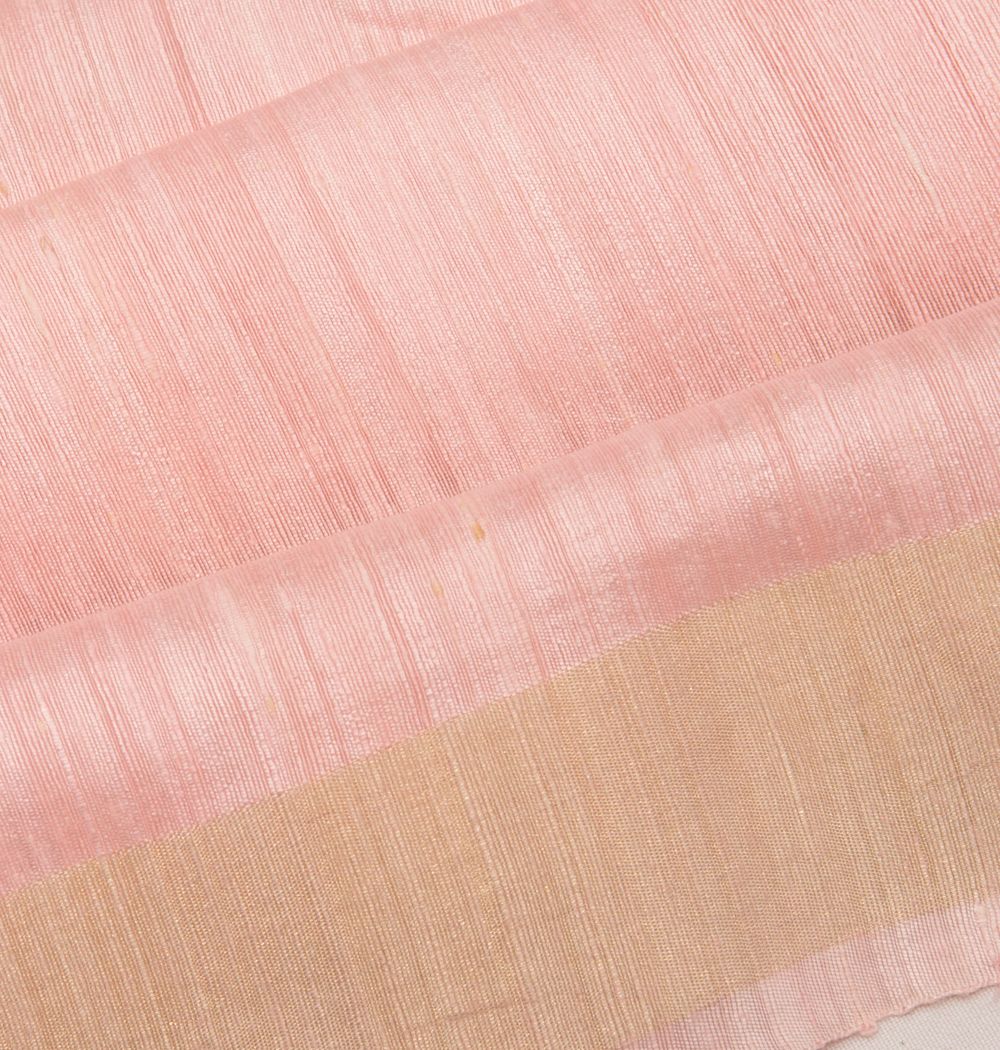 Tussar Plain Baby Pink Saree
