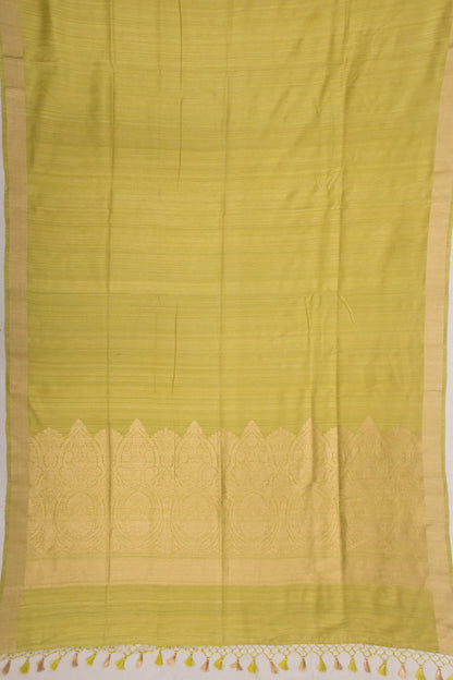 Tussar Plain Pastel Green Saree