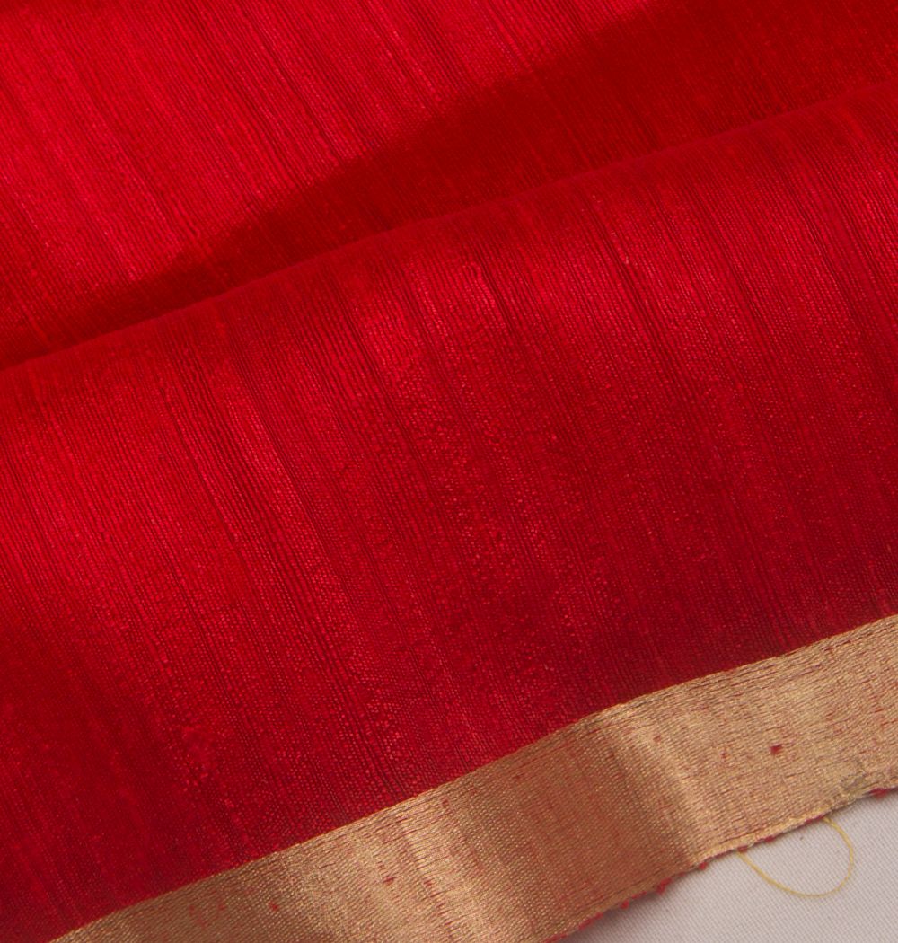 Banarasi Tussar Plain Red Saree