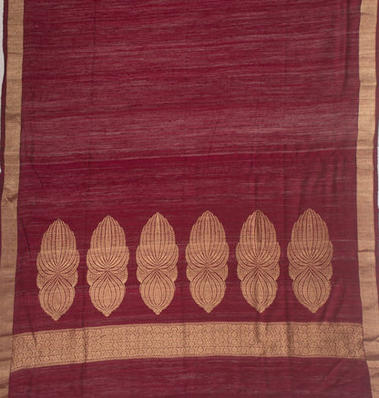 Tussar Plain Purple Saree