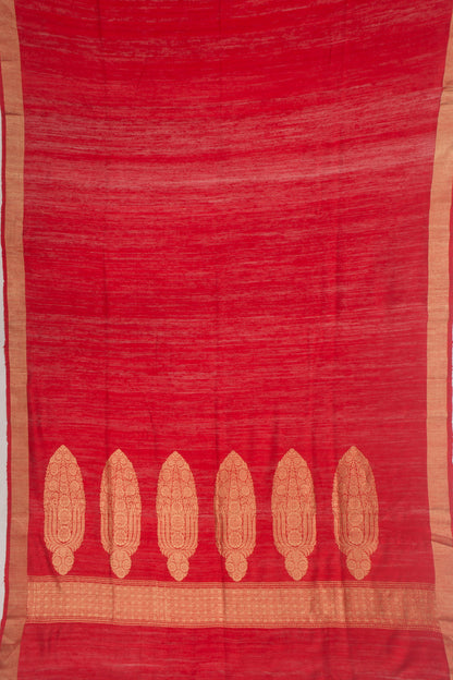 Banarasi Tussar Plain Red Saree