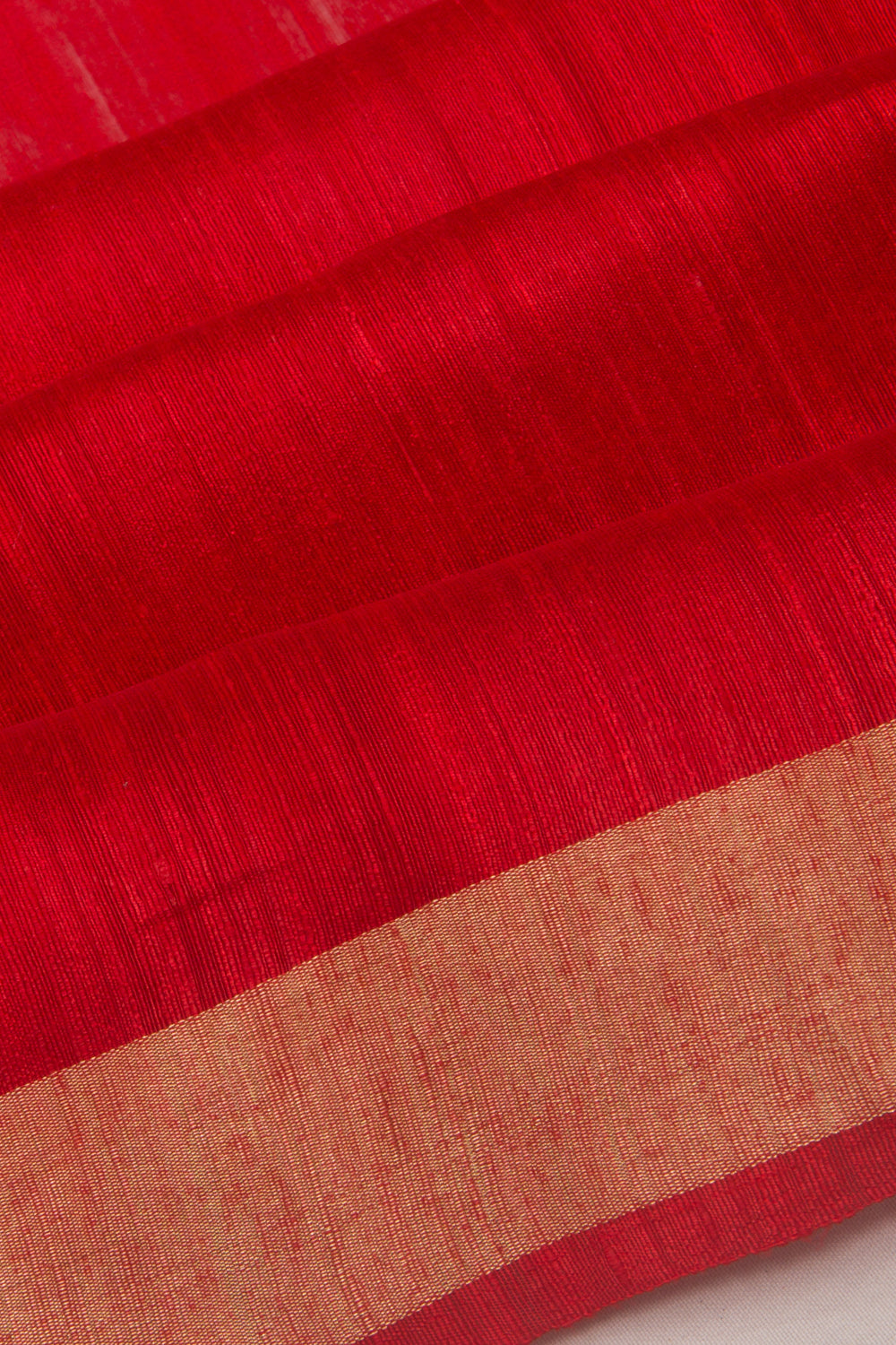 Banarasi Tussar Plain Red Saree