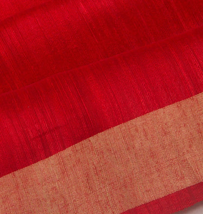 Banarasi Tussar Plain Red Saree