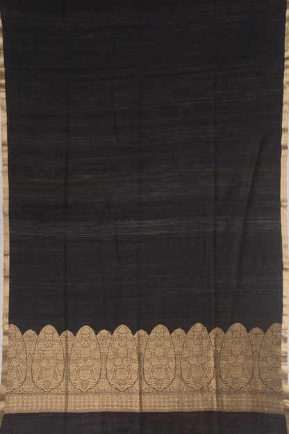 Banarasi Tussar Plain Black Saree