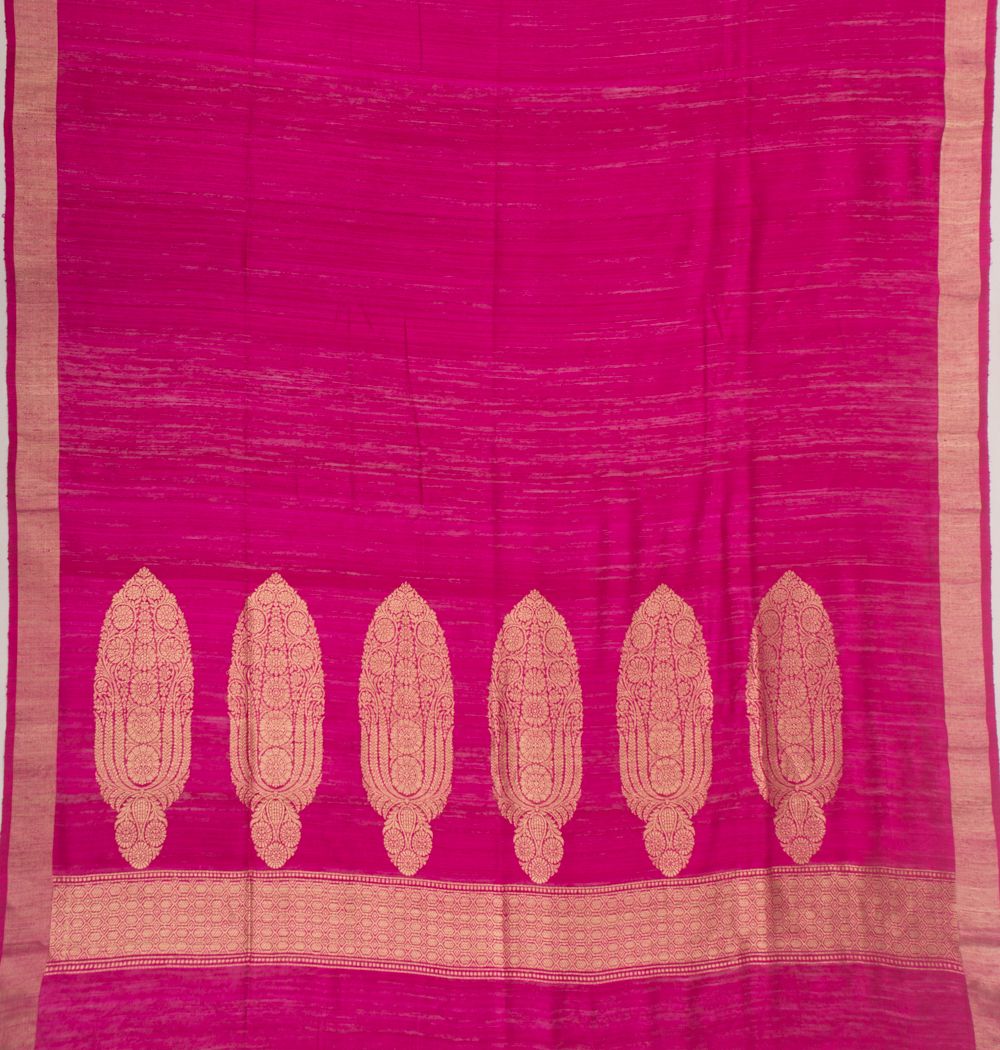 Tussar Plain Pink Saree