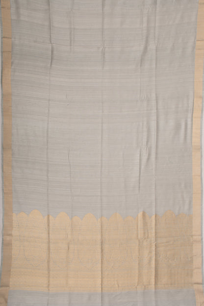 Tussar Plain Grey Saree