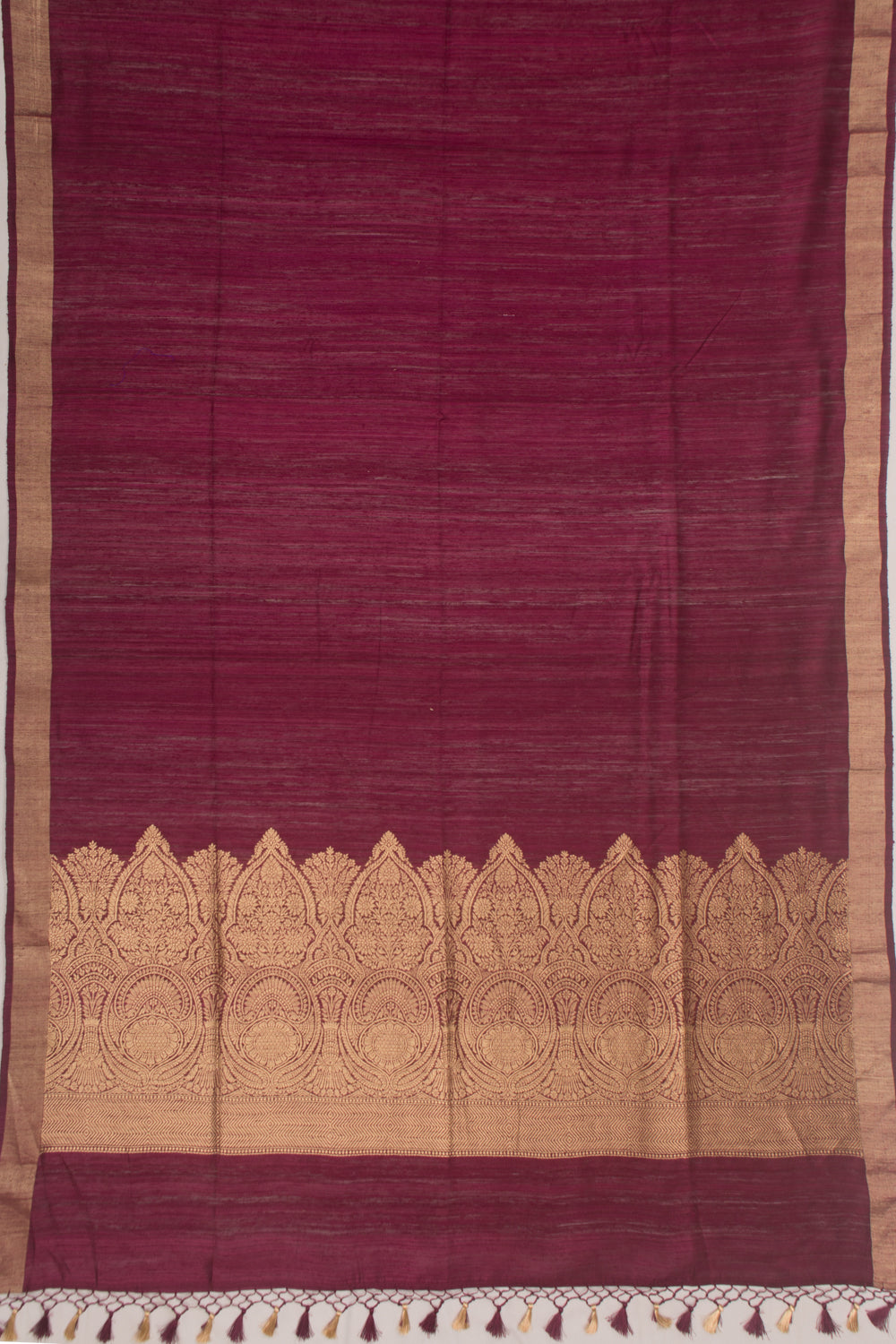 Tussar Plain Maroon Saree
