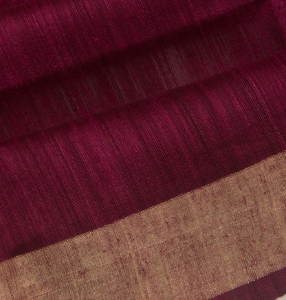 Tussar Plain Maroon Saree
