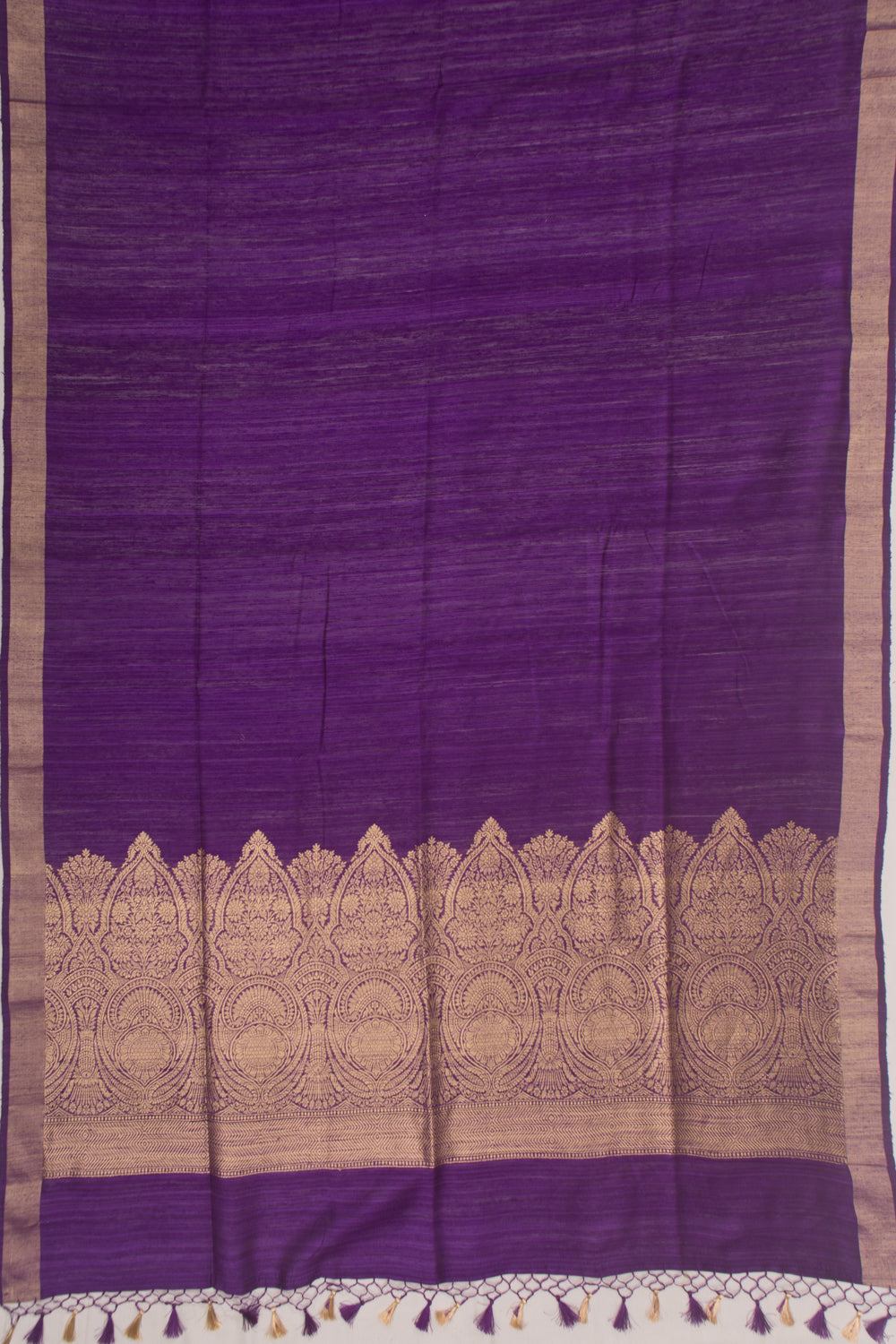 Tussar Plain Dark Purple Saree