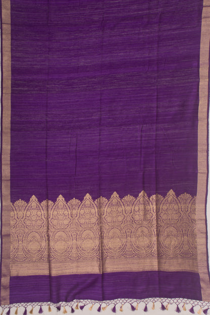 Tussar Plain Dark Purple Saree