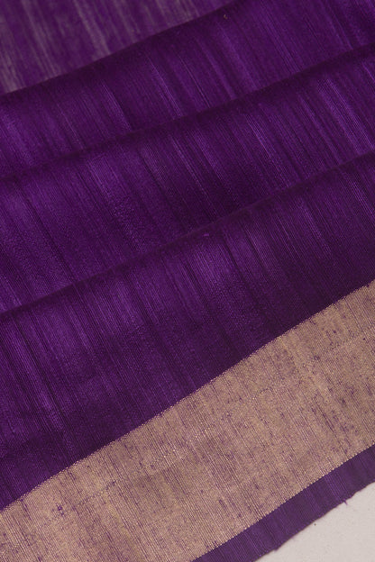 Tussar Plain Dark Purple Saree