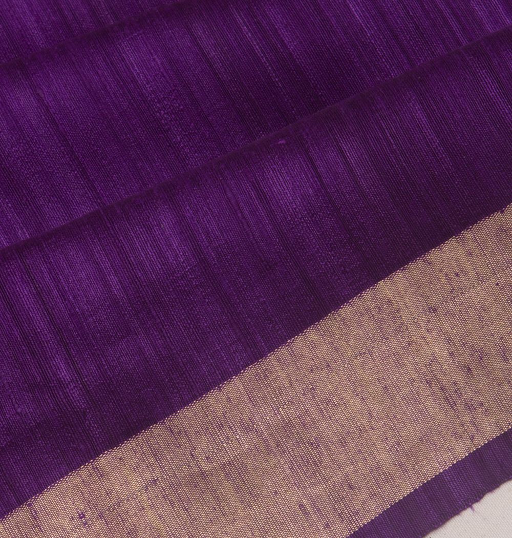 Tussar Plain Dark Purple Saree
