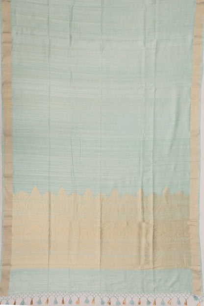 Tussar Plain Sky Blue Saree