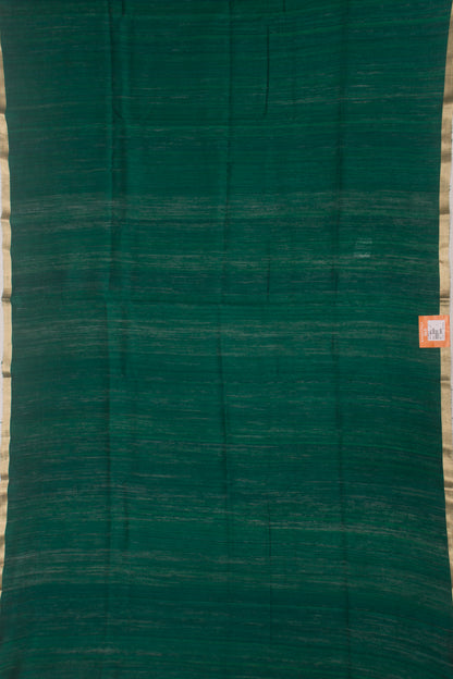 Tussar Plain Bottle Green Saree