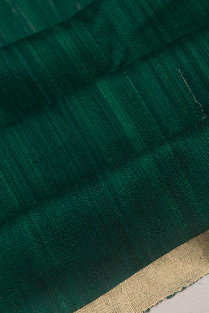 Tussar Plain Bottle Green Saree