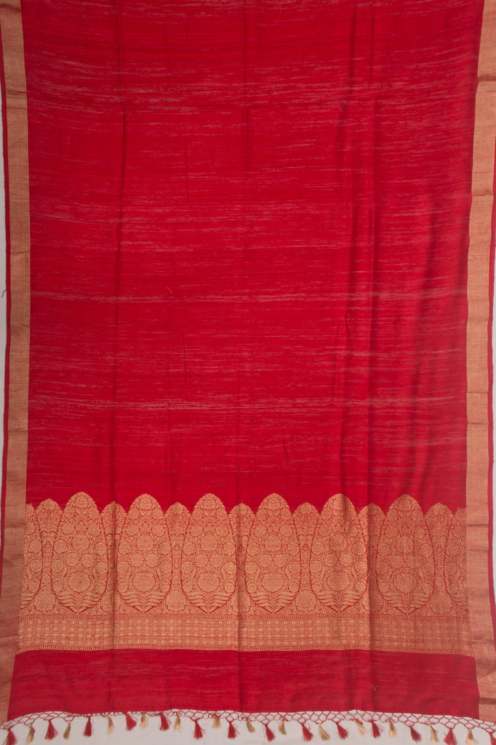 Banarasi Tussar Plain Red Saree