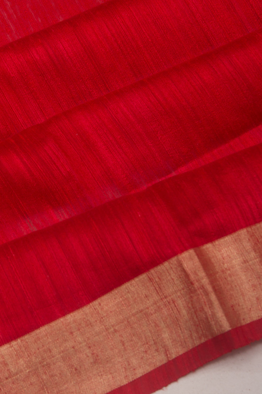 Banarasi Tussar Plain Red Saree